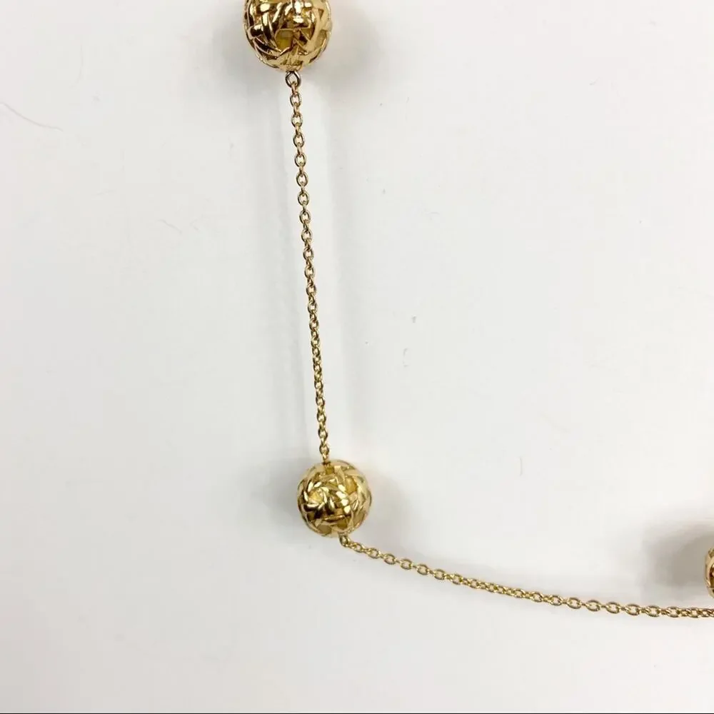 Gold Tone Endless Necklace With Large Beads